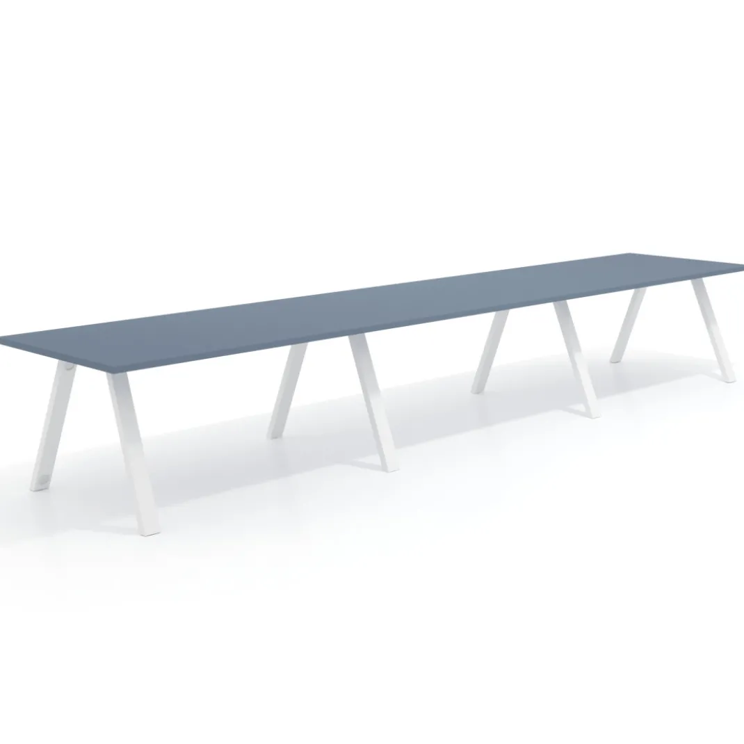 Mesa de oficina progresiva UvePro triple, fondo 100cm, estructura blanca