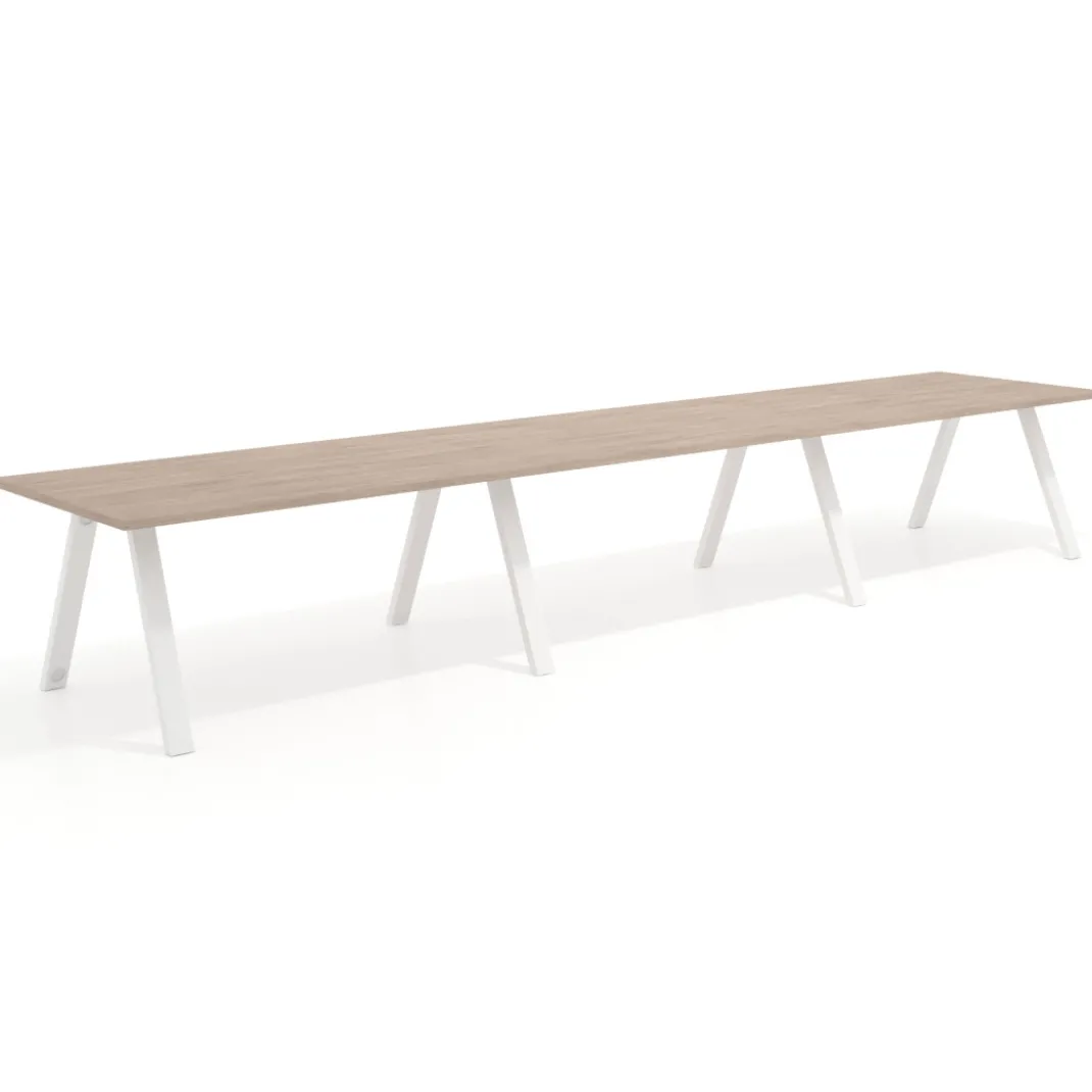 Mesa de oficina progresiva UvePro triple, fondo 100cm, estructura blanca