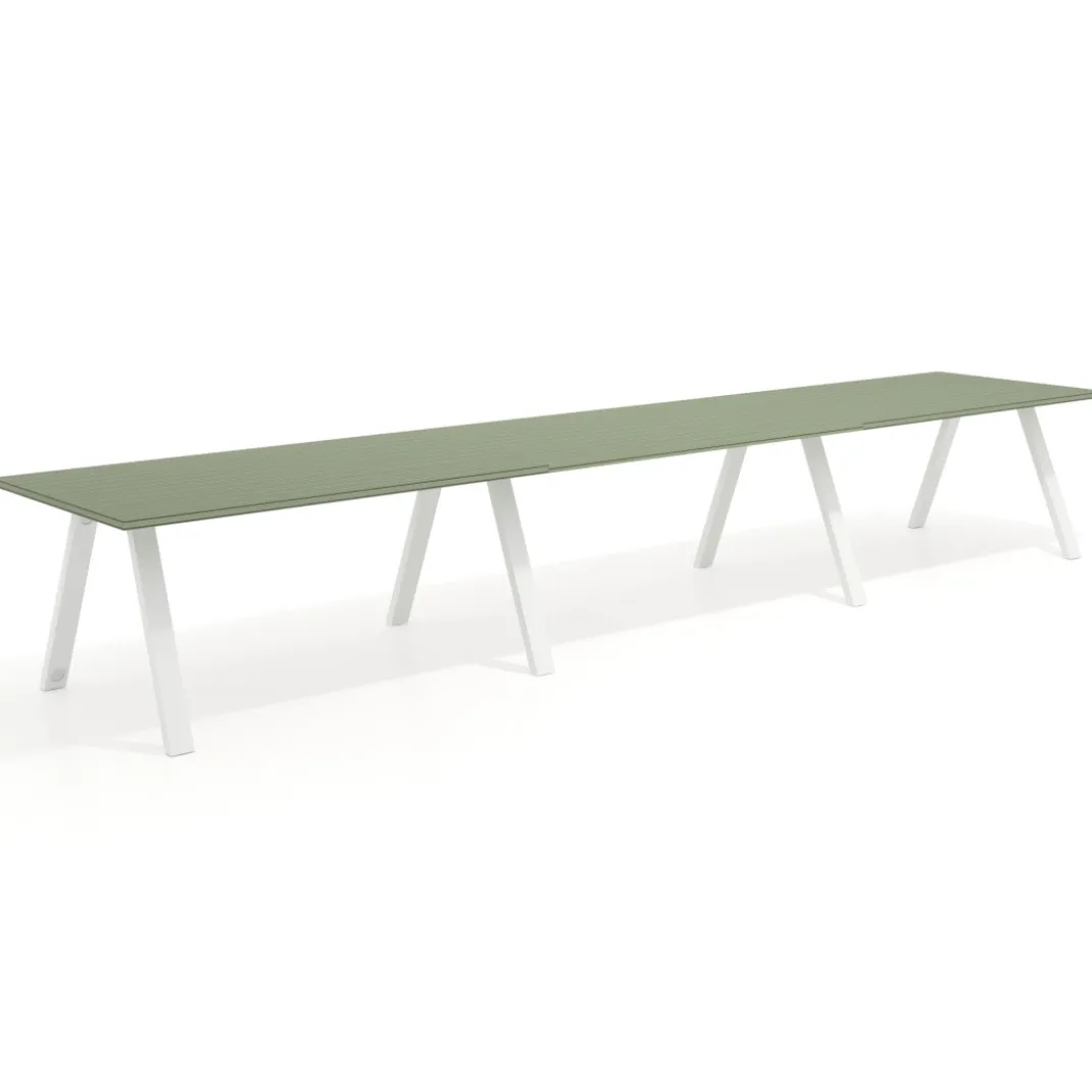 Mesa de oficina progresiva UvePro triple, fondo 100cm, estructura blanca