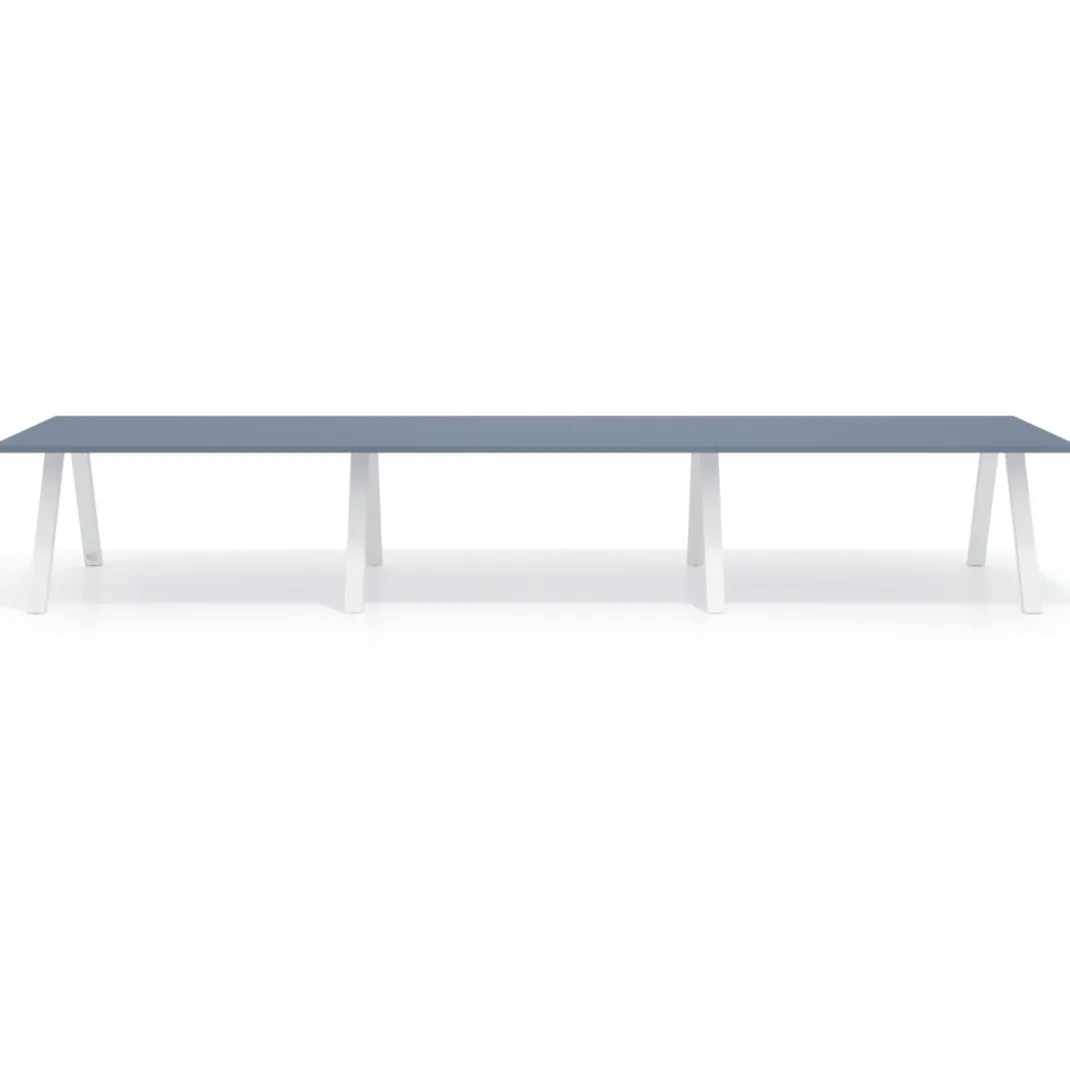 Mesa de oficina progresiva UvePro triple, fondo 100cm, estructura blanca
