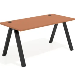 Mesa de oficina UvePro fondo 80cm, estructura blanca con patas de madera