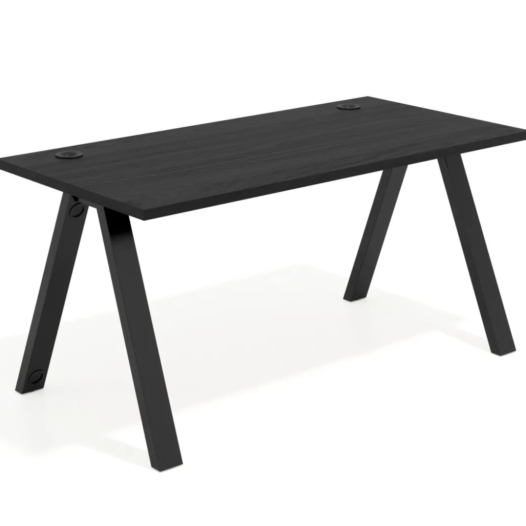 Mesa de oficina UvePro fondo 80cm, estructura negra con patas de metal