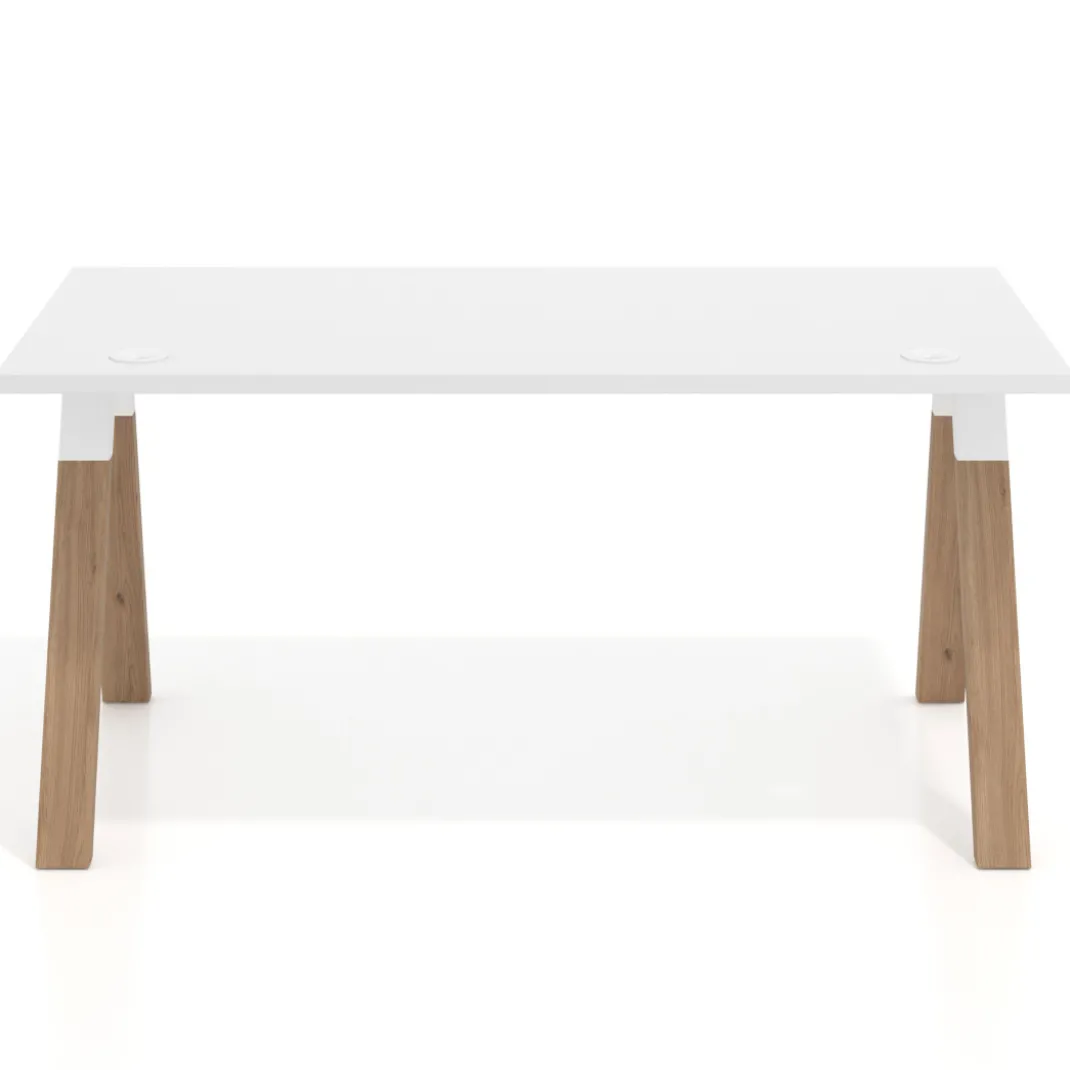 Mesa de oficina UvePro fondo 80cm, estructura negra con patas de metal