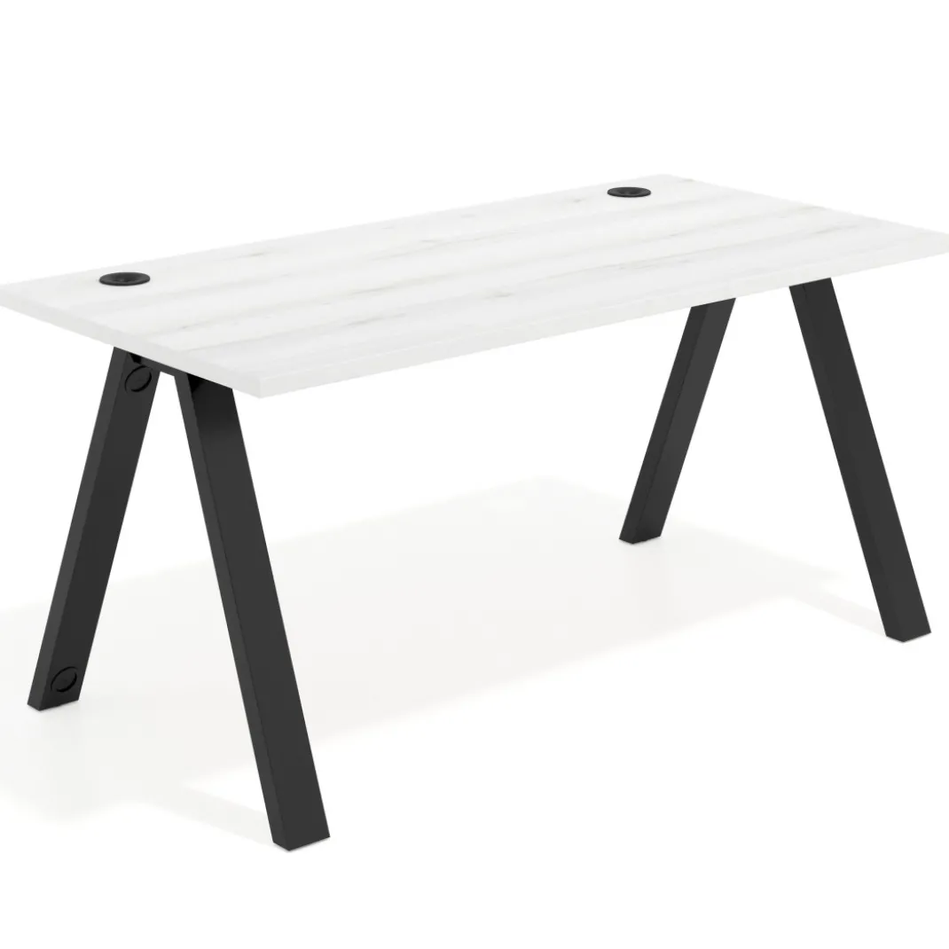 Mesa de oficina UvePro fondo 80cm, estructura negra con patas de metal