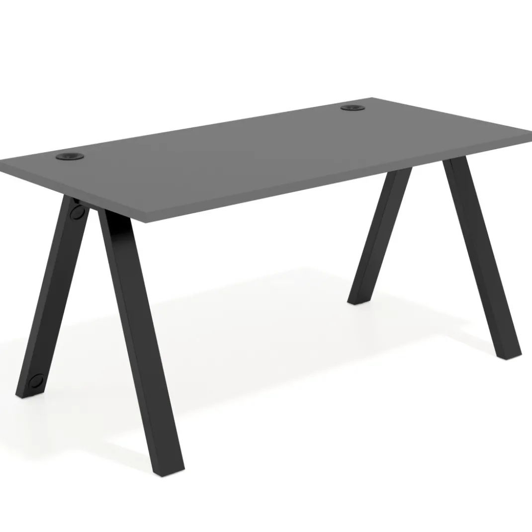 Mesa de oficina UvePro fondo 80cm, estructura negra con patas de metal