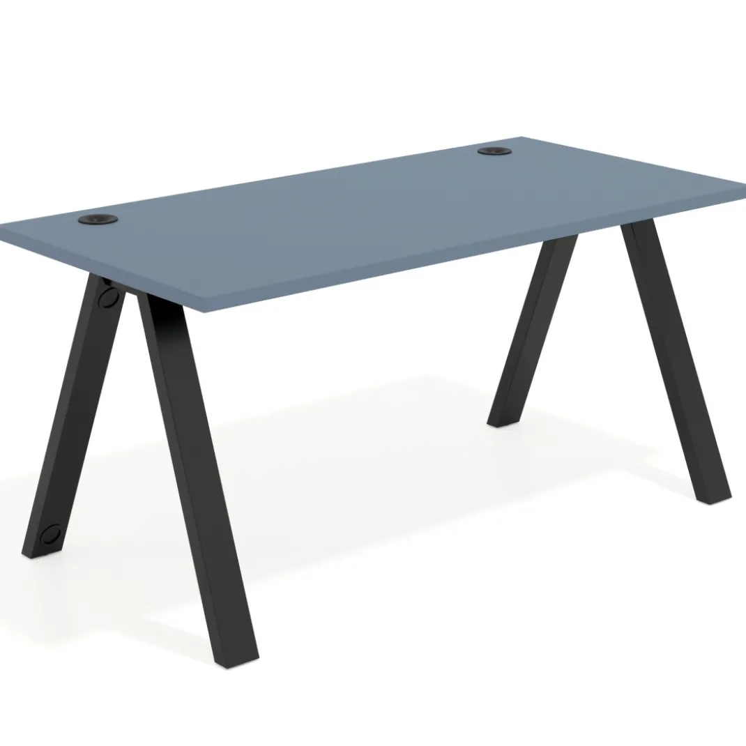 Mesa de oficina UvePro fondo 80cm, estructura negra con patas de metal