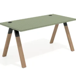 Mesa de oficina UvePro fondo 80cm, estructura negra con patas de madera