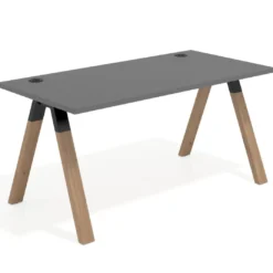 Mesa de oficina UvePro fondo 80cm, estructura negra con patas de madera