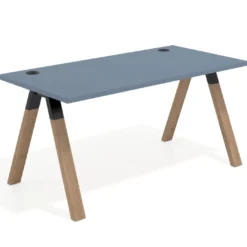 Mesa de oficina UvePro fondo 80cm, estructura negra con patas de madera