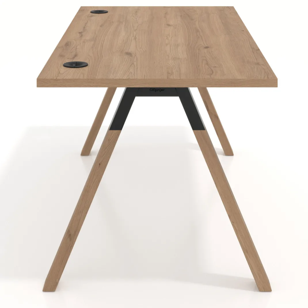 Mesa de oficina UvePro fondo 80cm, estructura negra con patas de madera
