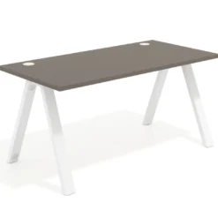 Mesa de oficina UvePro fondo 80cm, estructura blanca con patas de metal