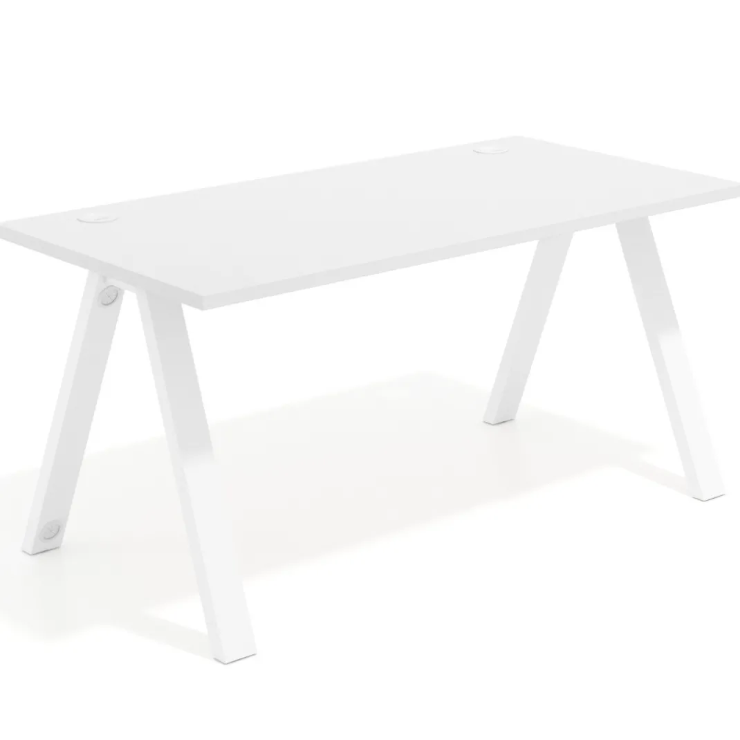Mesa de oficina UvePro fondo 80cm, estructura blanca con patas de metal