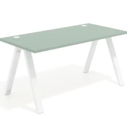Mesa de oficina UvePro fondo 80cm, estructura blanca con patas de metal