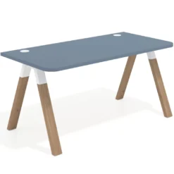Mesa de oficina UvePro, sobre ergonómico 80cm, estructura blanca con patas de madera