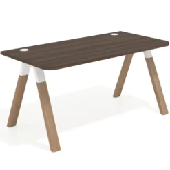 Mesa de oficina UvePro, sobre ergonómico 80cm, estructura blanca con patas de madera