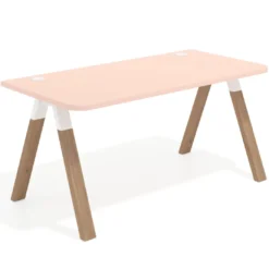 Mesa de oficina UvePro, sobre ergonómico 80cm, estructura blanca con patas de madera