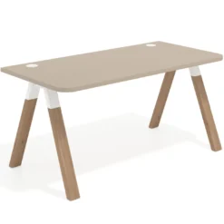 Mesa de oficina UvePro, sobre ergonómico 80cm, estructura blanca con patas de madera