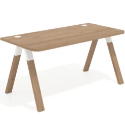Mesa de oficina UvePro, sobre ergonómico 80cm, estructura blanca con patas de madera