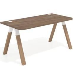 Mesa de oficina UvePro, sobre ergonómico 80cm, estructura blanca con patas de madera