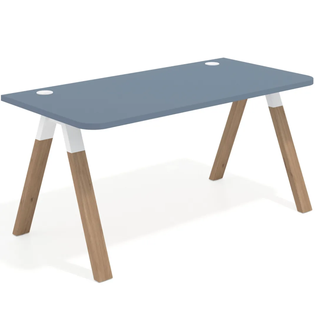 Mesa de oficina UvePro, sobre ergonómico 80cm, estructura blanca con patas de madera