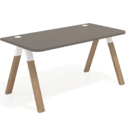 Mesa de oficina UvePro, sobre ergonómico 80cm, estructura blanca con patas de madera