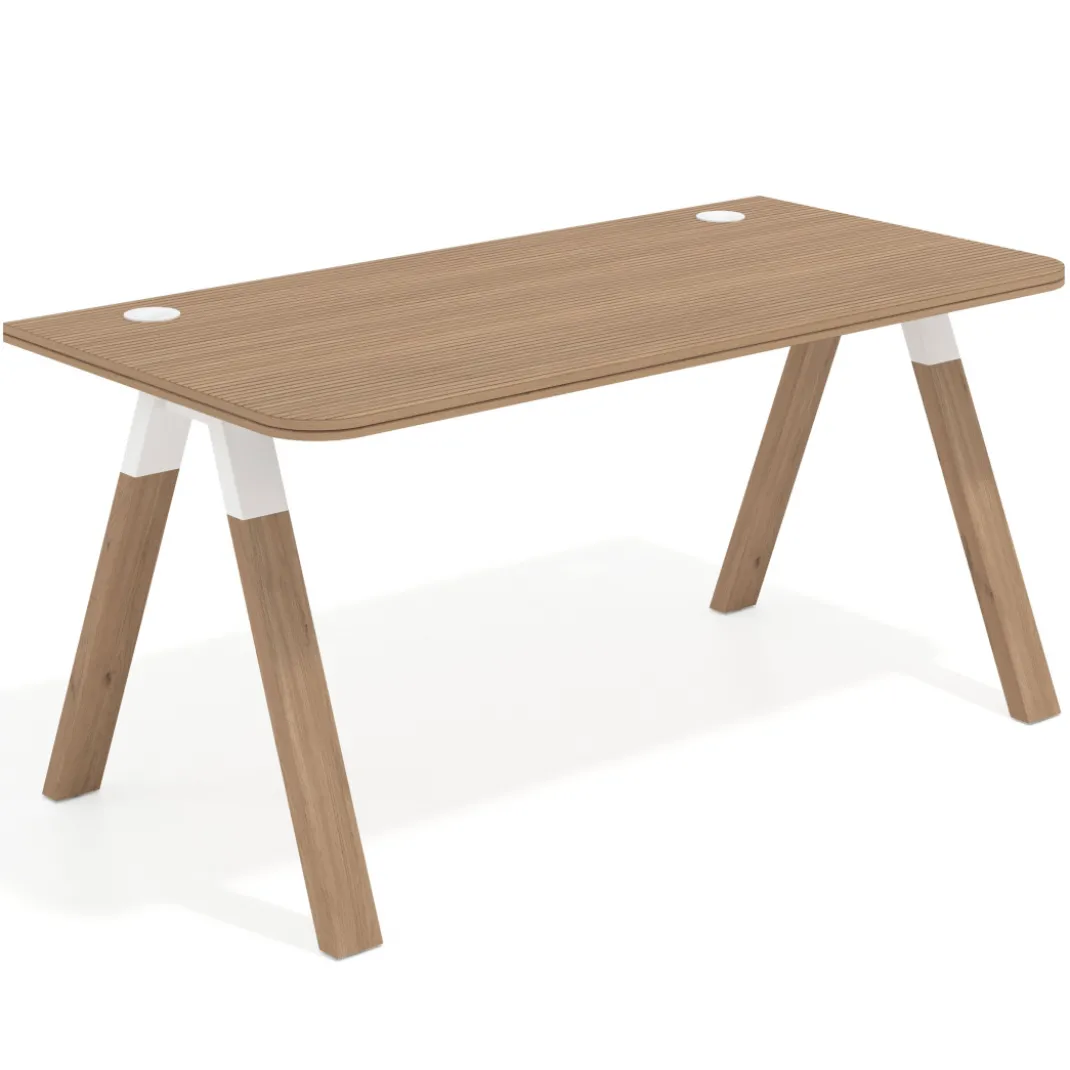 Mesa de oficina UvePro, sobre ergonómico 80cm, estructura blanca con patas de madera