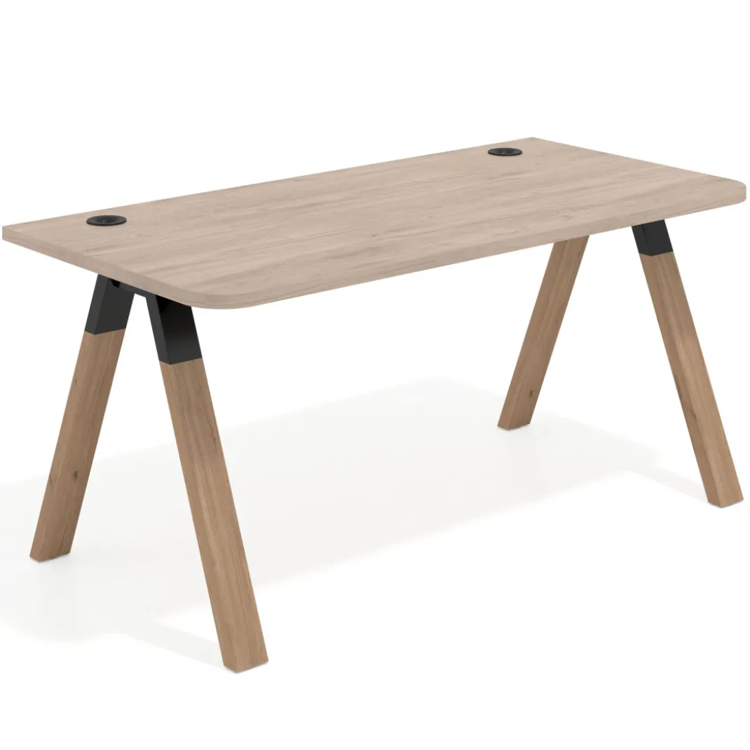 Mesa de oficina UvePro, sobre ergonómico 80cm, estructura negra con patas de madera