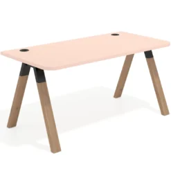 Mesa de oficina UvePro, sobre ergonómico 80cm, estructura negra con patas de madera