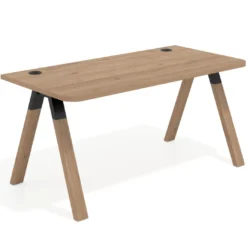 Mesa de oficina UvePro, sobre ergonómico 80cm, estructura negra con patas de madera