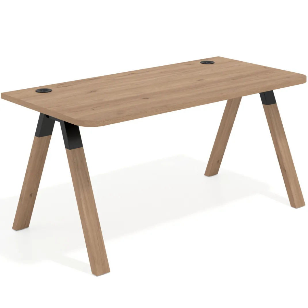 Mesa de oficina UvePro, sobre ergonómico 80cm, estructura negra con patas de madera