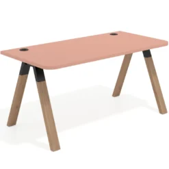 Mesa de oficina UvePro, sobre ergonómico 80cm, estructura negra con patas de madera