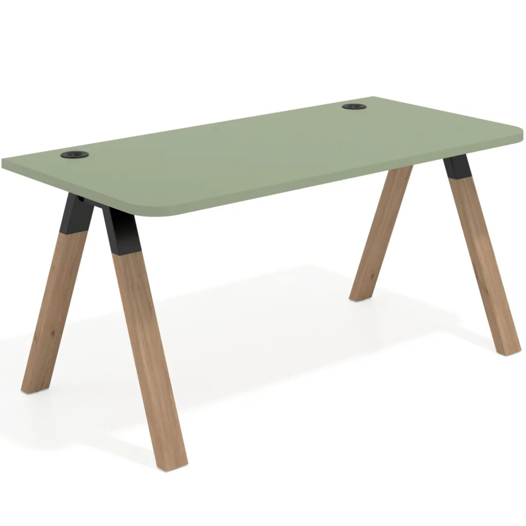 Mesa de oficina UvePro, sobre ergonómico 80cm, estructura negra con patas de madera