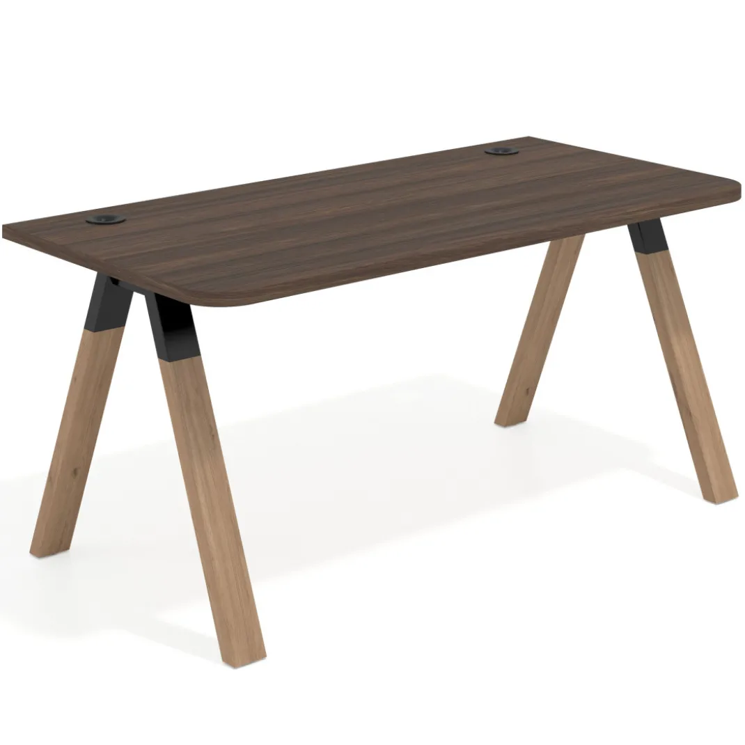 Mesa de oficina UvePro, sobre ergonómico 80cm, estructura negra con patas de madera