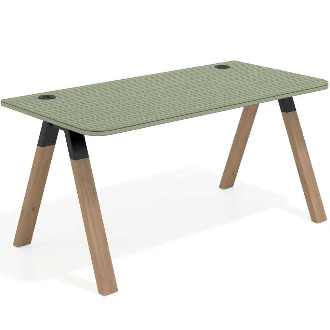 Mesa de oficina UvePro, sobre ergonómico 80cm, estructura negra con patas de madera