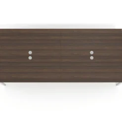 Mesa de reuniones doble Kube, encimera continua, fondo 142 cm, estructura aluminio