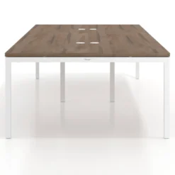 Mesa de reuniones doble Kube, encimera continua, fondo 142 cm, estructura blanca