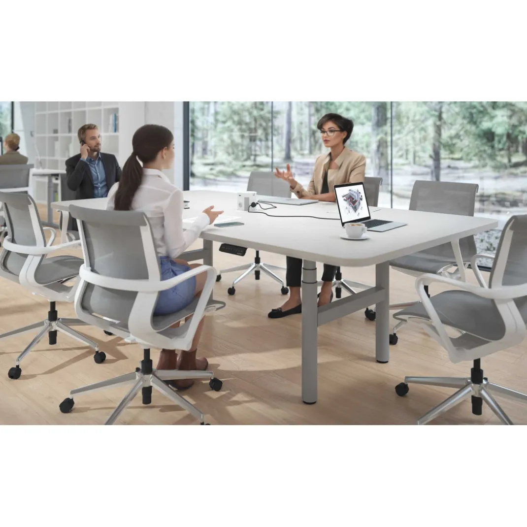Mesa de Reuniones Elevable Erghos Core estructura aluminio canto curvo