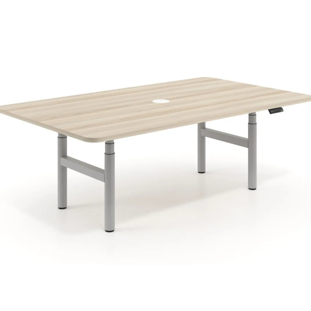 Mesa de Reuniones Elevable Erghos Core estructura blanca canto curvo