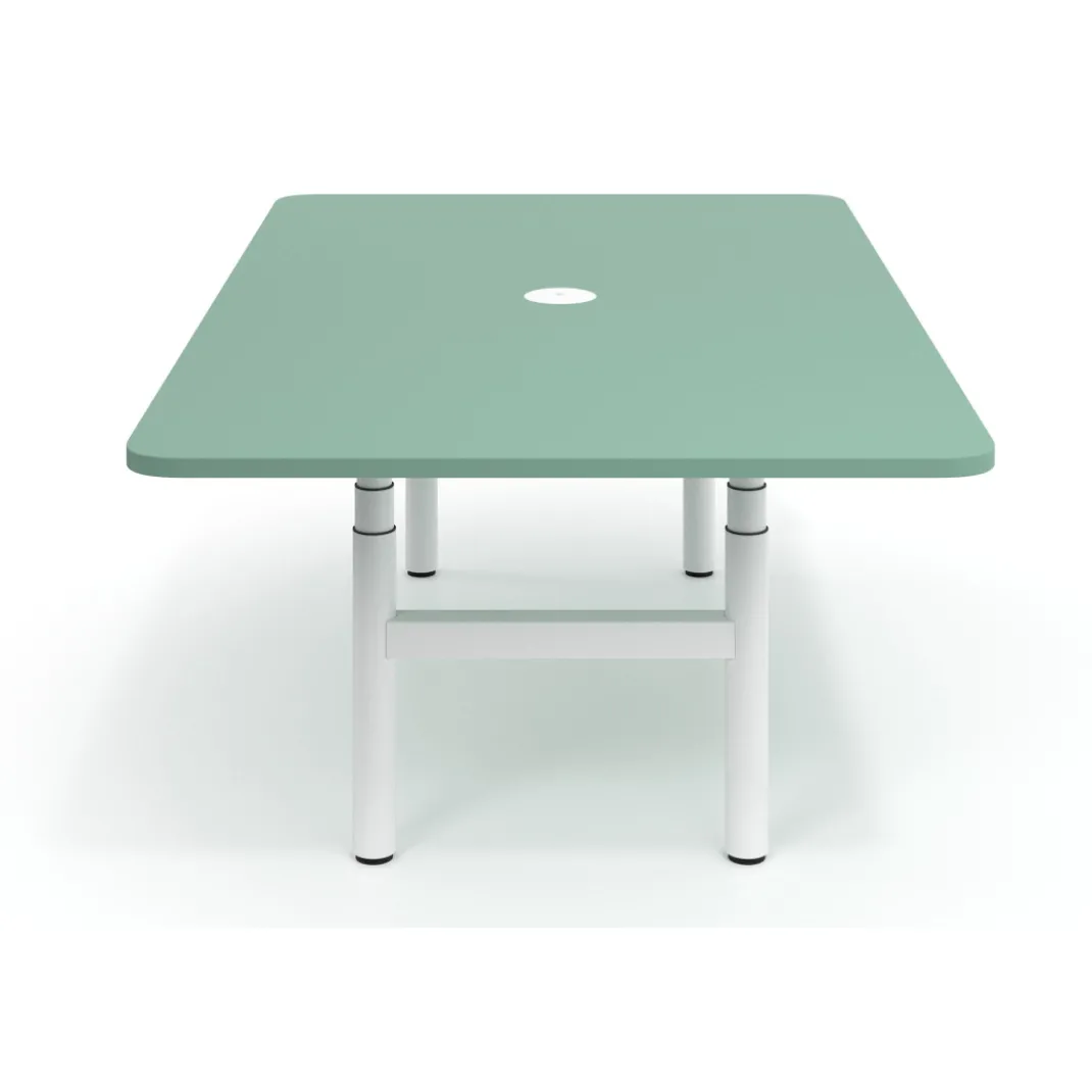 Mesa de Reuniones Elevable Erghos Core estructura blanca canto curvo