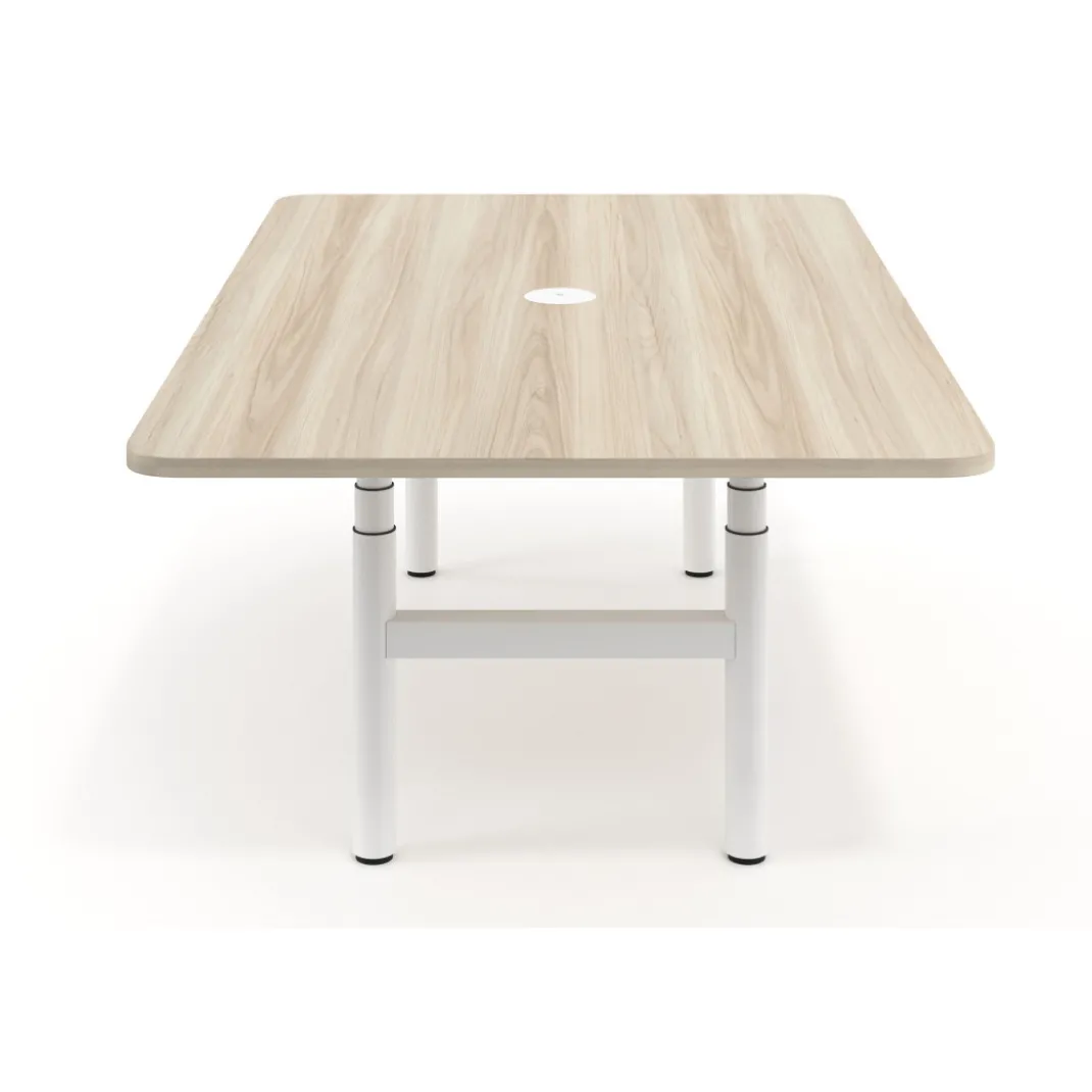 Mesa de Reuniones Elevable Erghos Core estructura blanca canto curvo