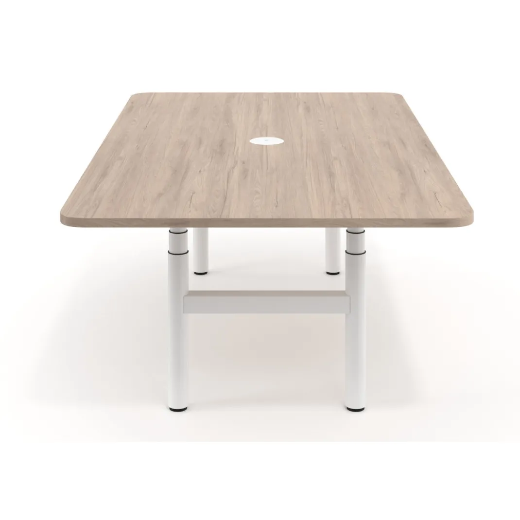 Mesa de Reuniones Elevable Erghos Core estructura blanca canto curvo