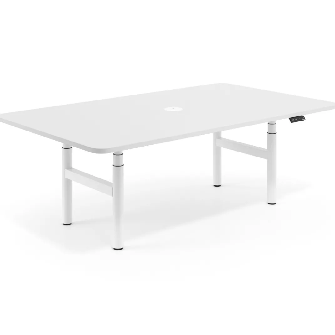 Mesa de Reuniones Elevable Erghos Core estructura blanca canto curvo
