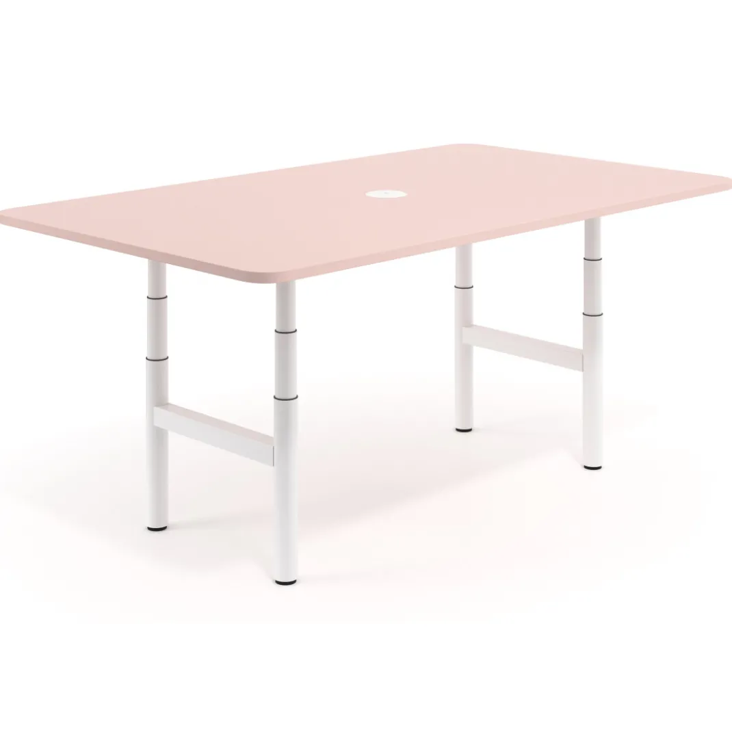 Mesa de Reuniones Elevable Erghos Core estructura blanca canto curvo