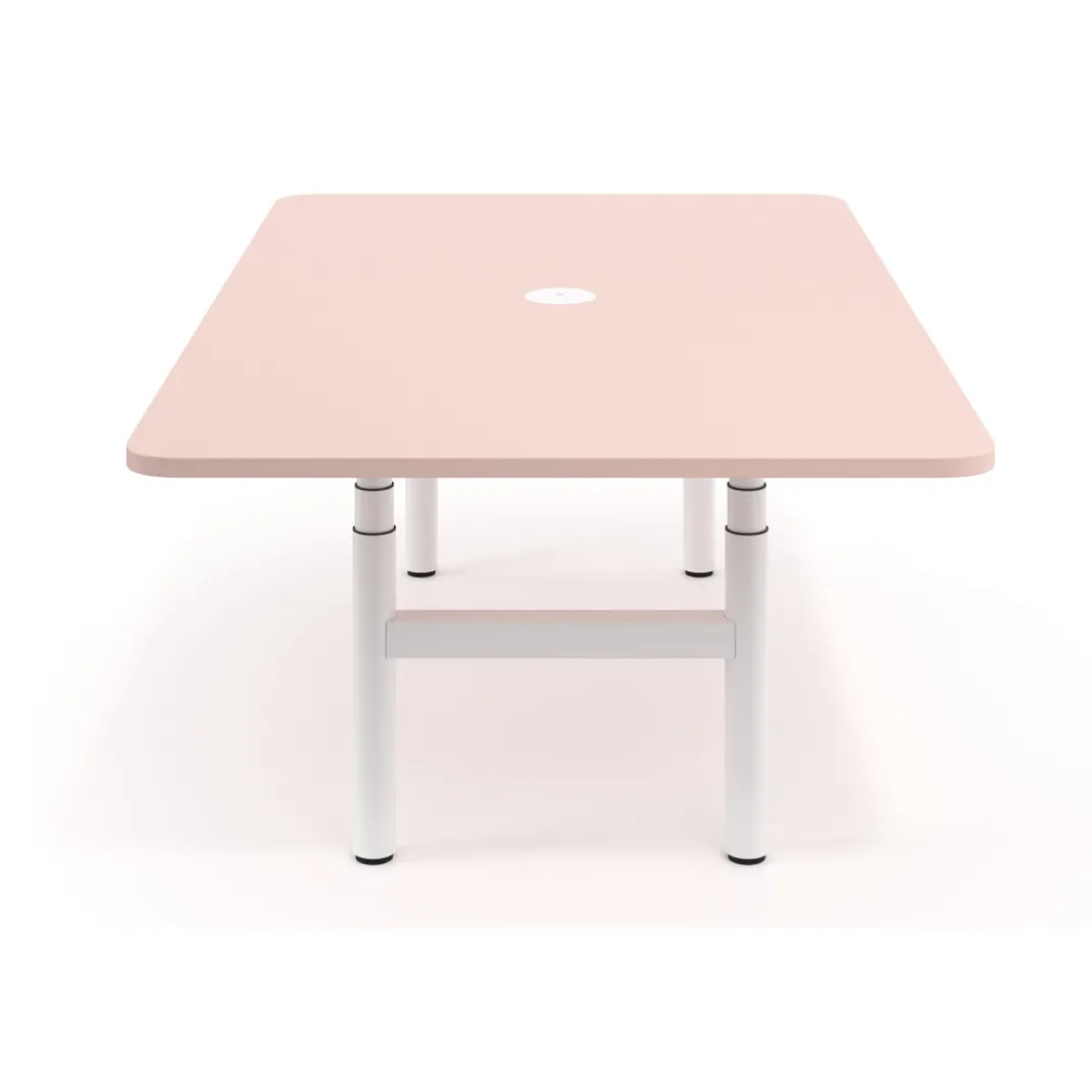 Mesa de Reuniones Elevable Erghos Core estructura blanca canto curvo