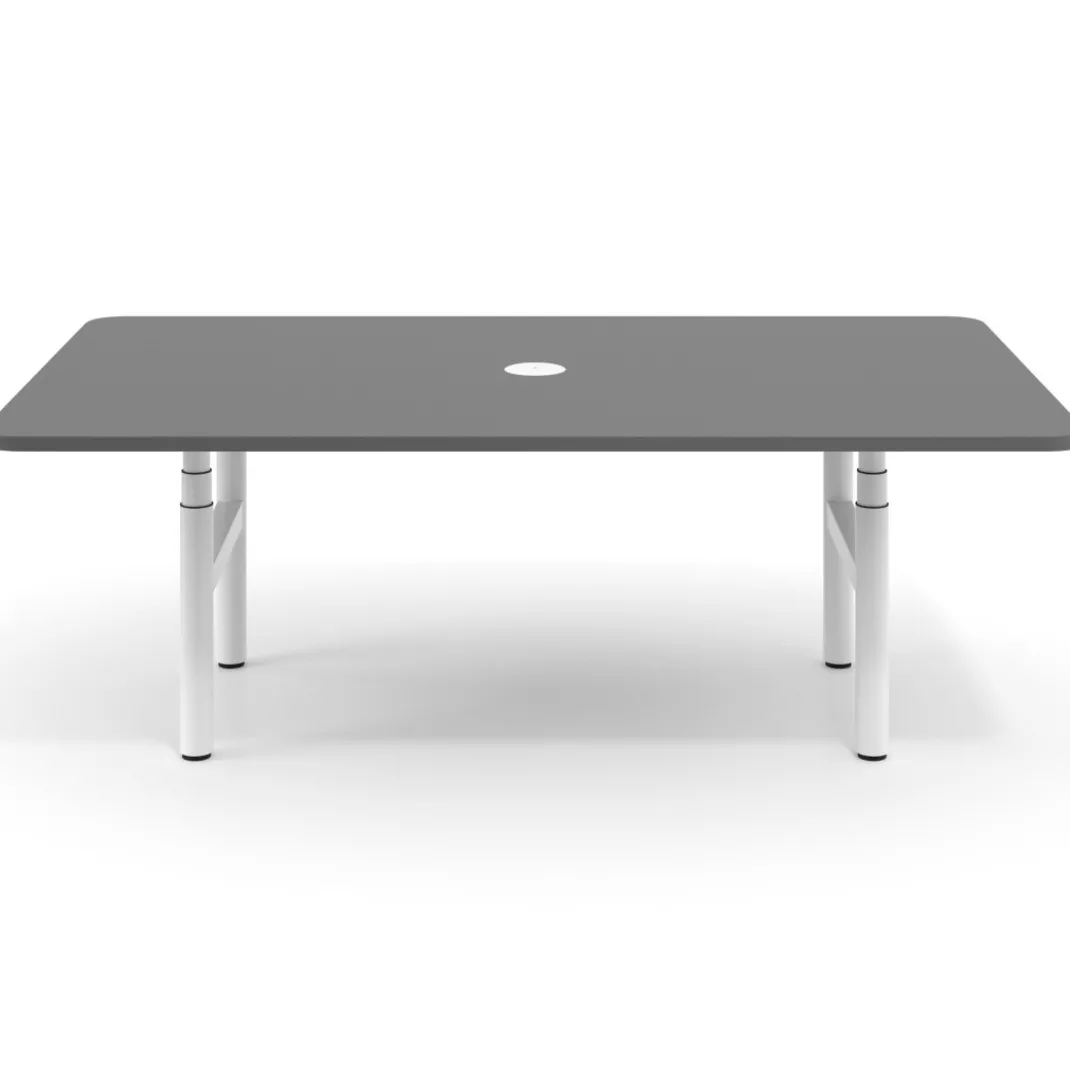 Mesa de Reuniones Elevable Erghos Core estructura blanca canto curvo