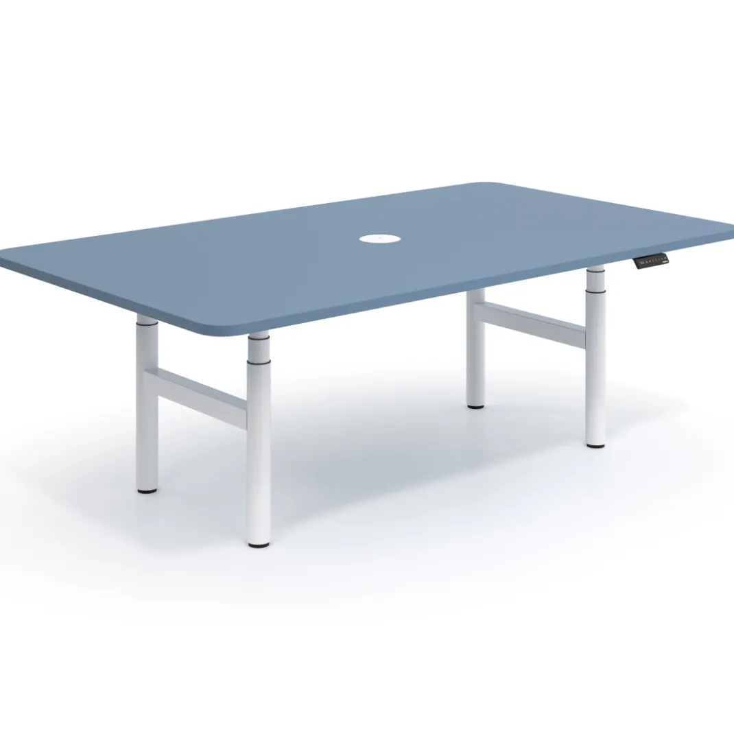 Mesa de Reuniones Elevable Erghos Core estructura blanca canto curvo
