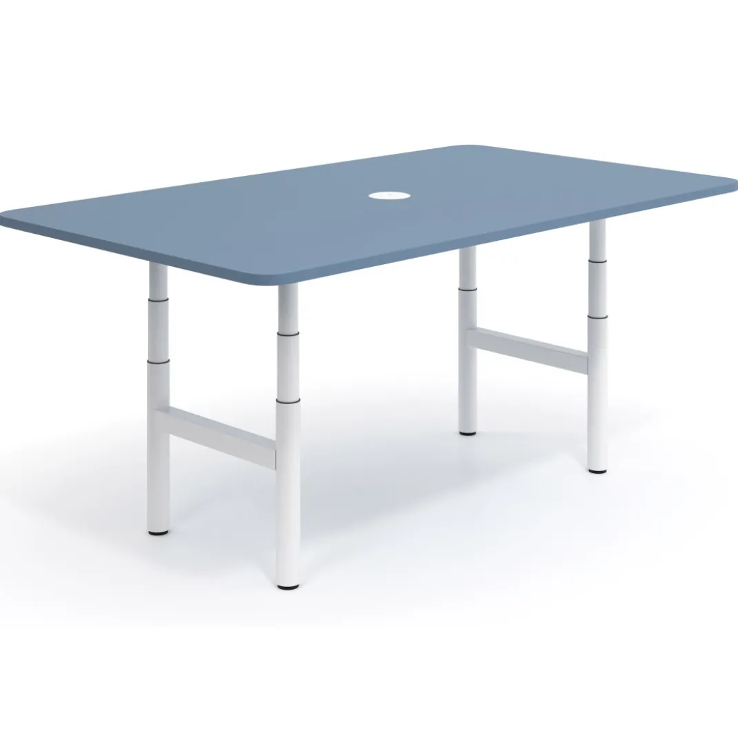 Mesa de Reuniones Elevable Erghos Core estructura blanca canto curvo