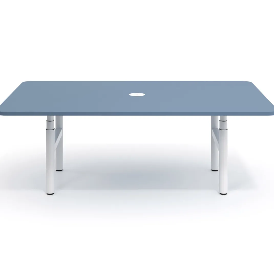 Mesa de Reuniones Elevable Erghos Core estructura blanca canto curvo