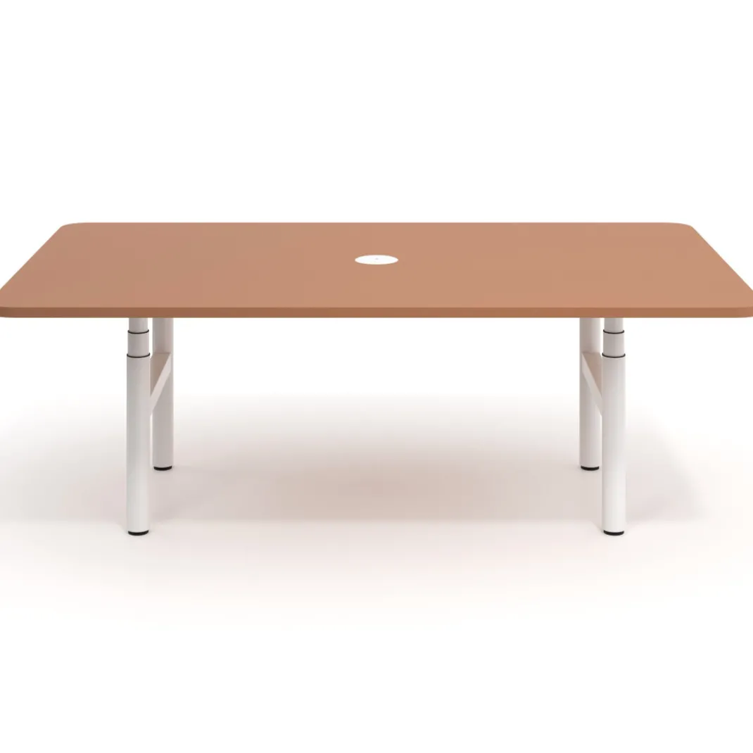 Mesa de Reuniones Elevable Erghos Core estructura blanca canto curvo