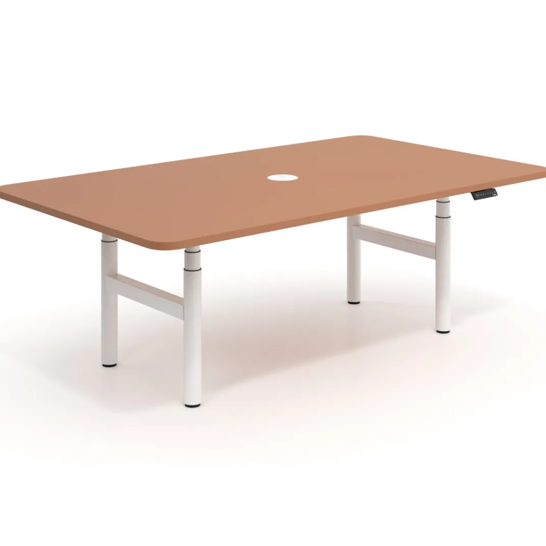 Mesa de Reuniones Elevable Erghos Core estructura blanca canto curvo
